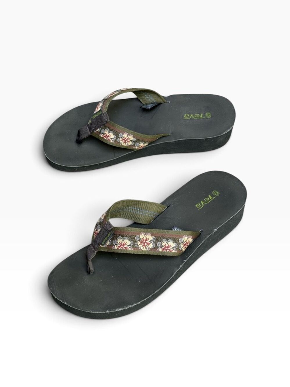 Teva Women's 11 M Floral slip on Flip Flop Platform Wedge Sandals - Picture 3 of 12